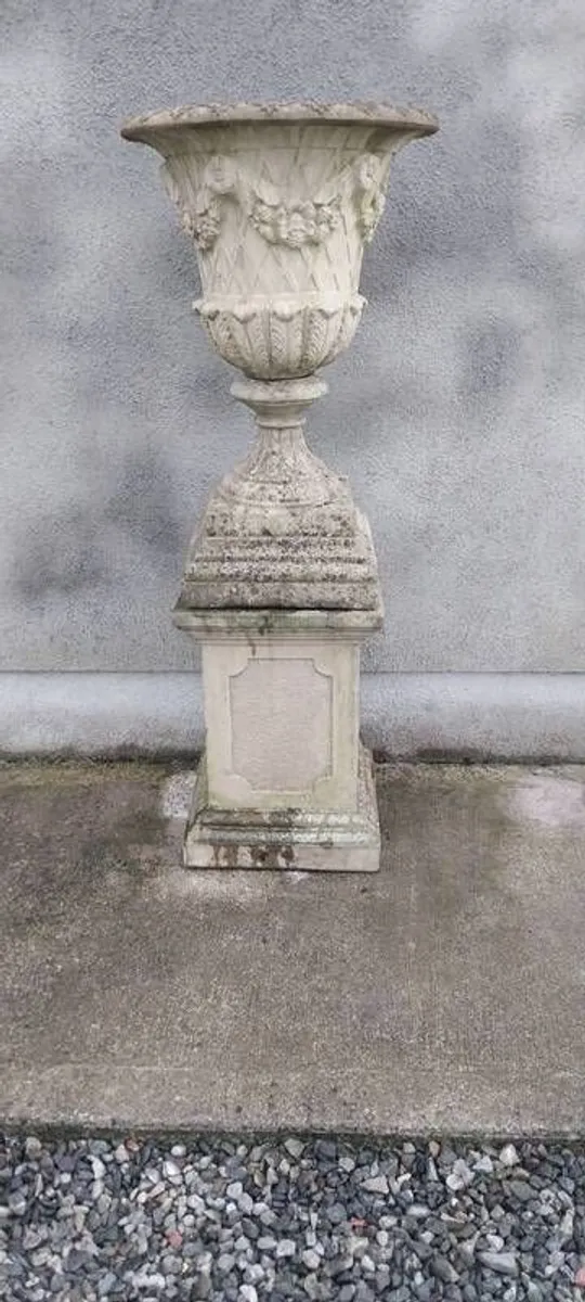 Stone Urn On Pedestal - Image 1