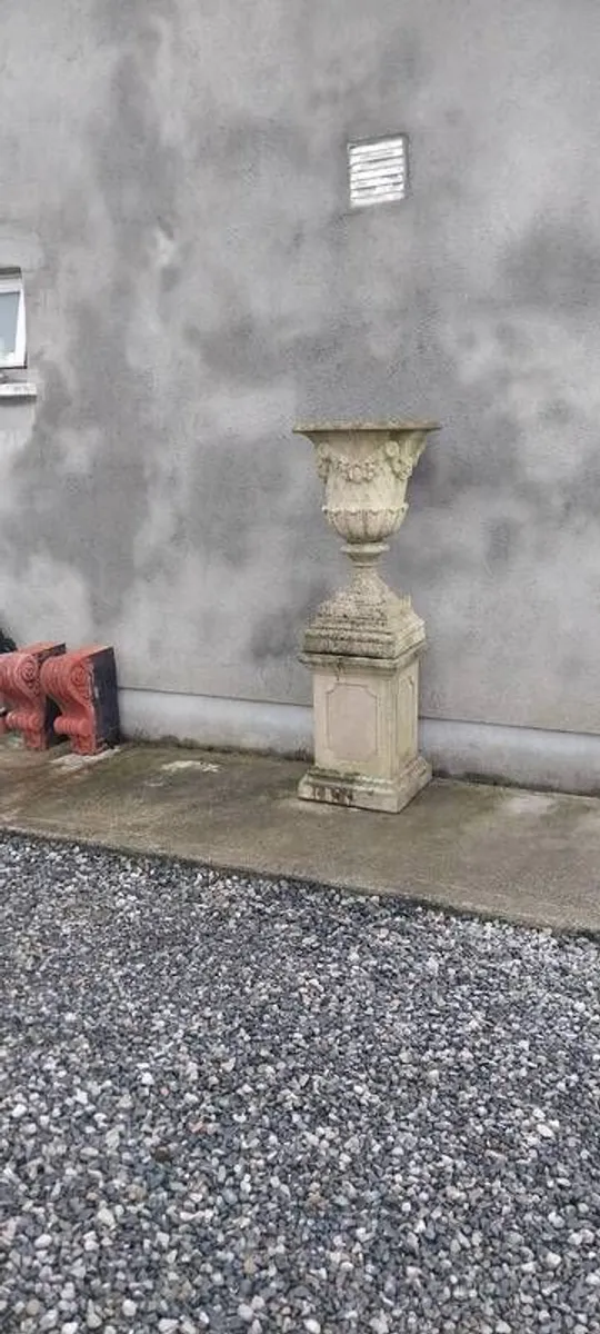 Stone Urn On Pedestal - Image 2