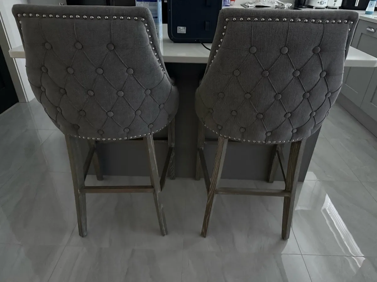 Diamond Furniture Grey Button- Turfed Bar Stools - Image 1
