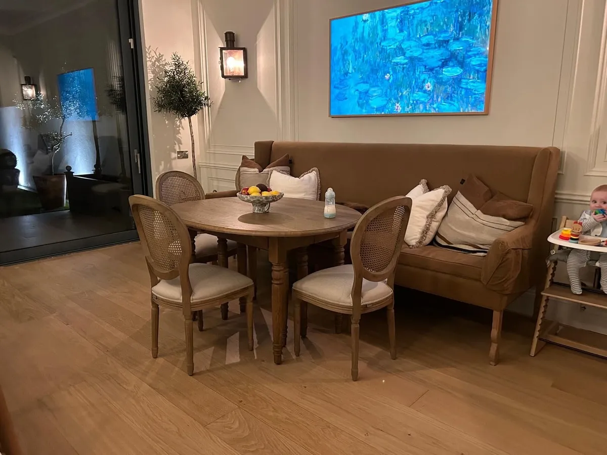 BENCH – Toffee Linen with Oak Legs - Image 3