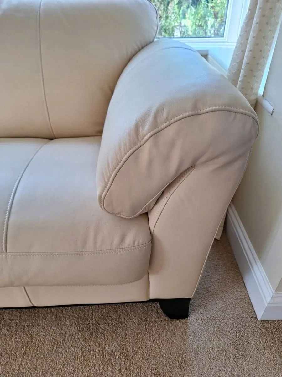 Cream leather Sofa - Image 2