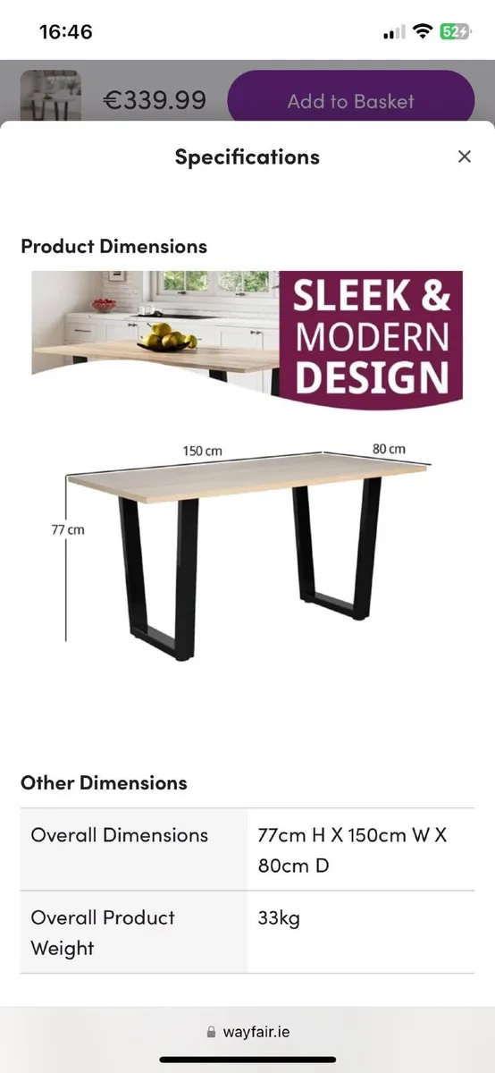Antigua Metal Base Dining table - Image 1