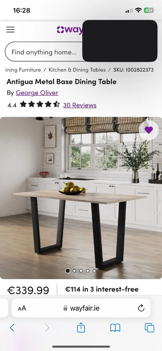 Antigua Metal Base Dining table - Image 2