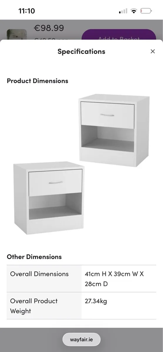 2 bedside lockers white - Image 1
