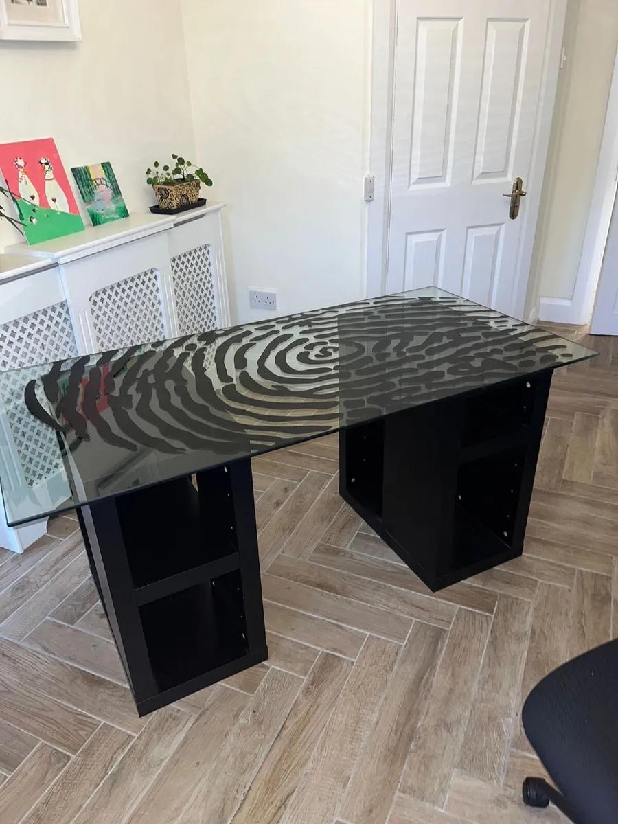 Study / Work Desk with glass top - Image 3