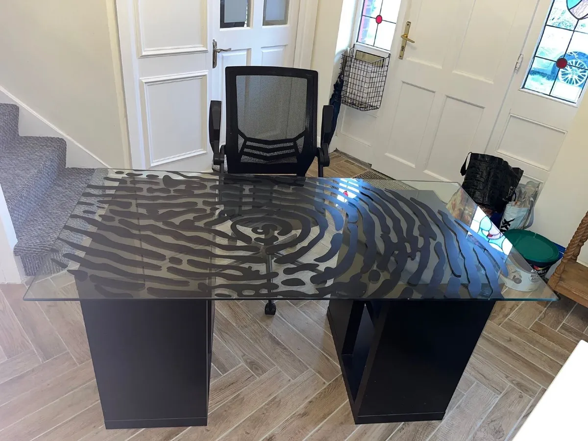 Study / Work Desk with glass top - Image 4