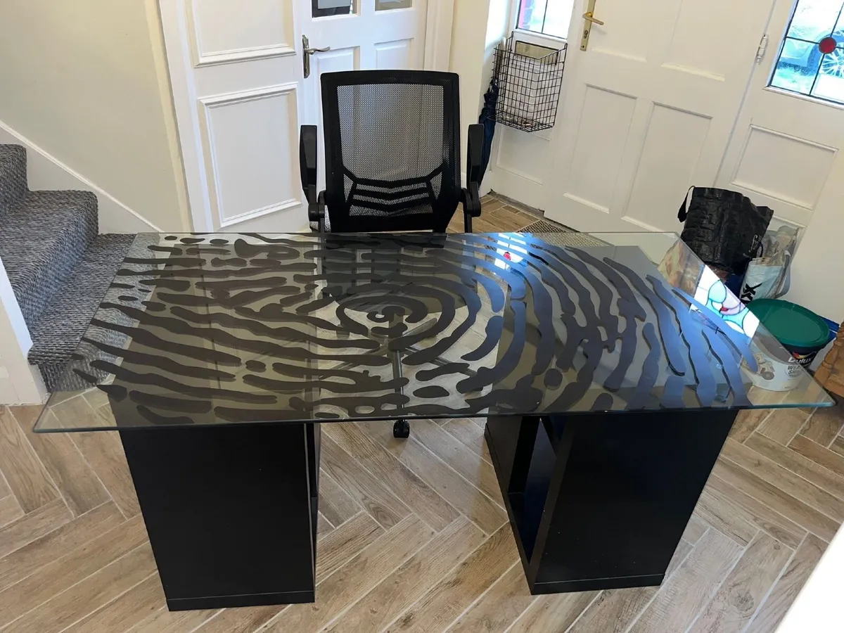 Study / Work Desk with glass top - Image 2