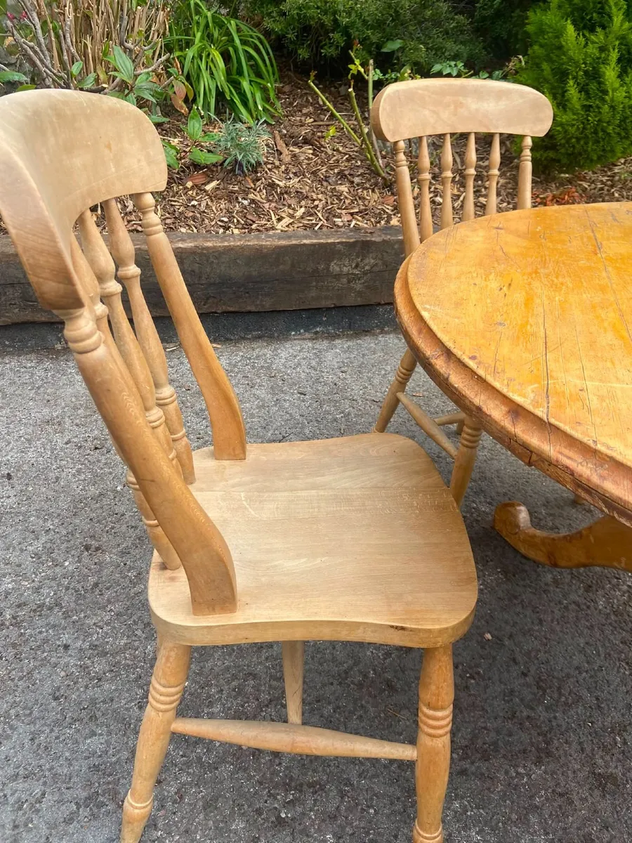 Stripped Pine Table and Chairs - Image 2