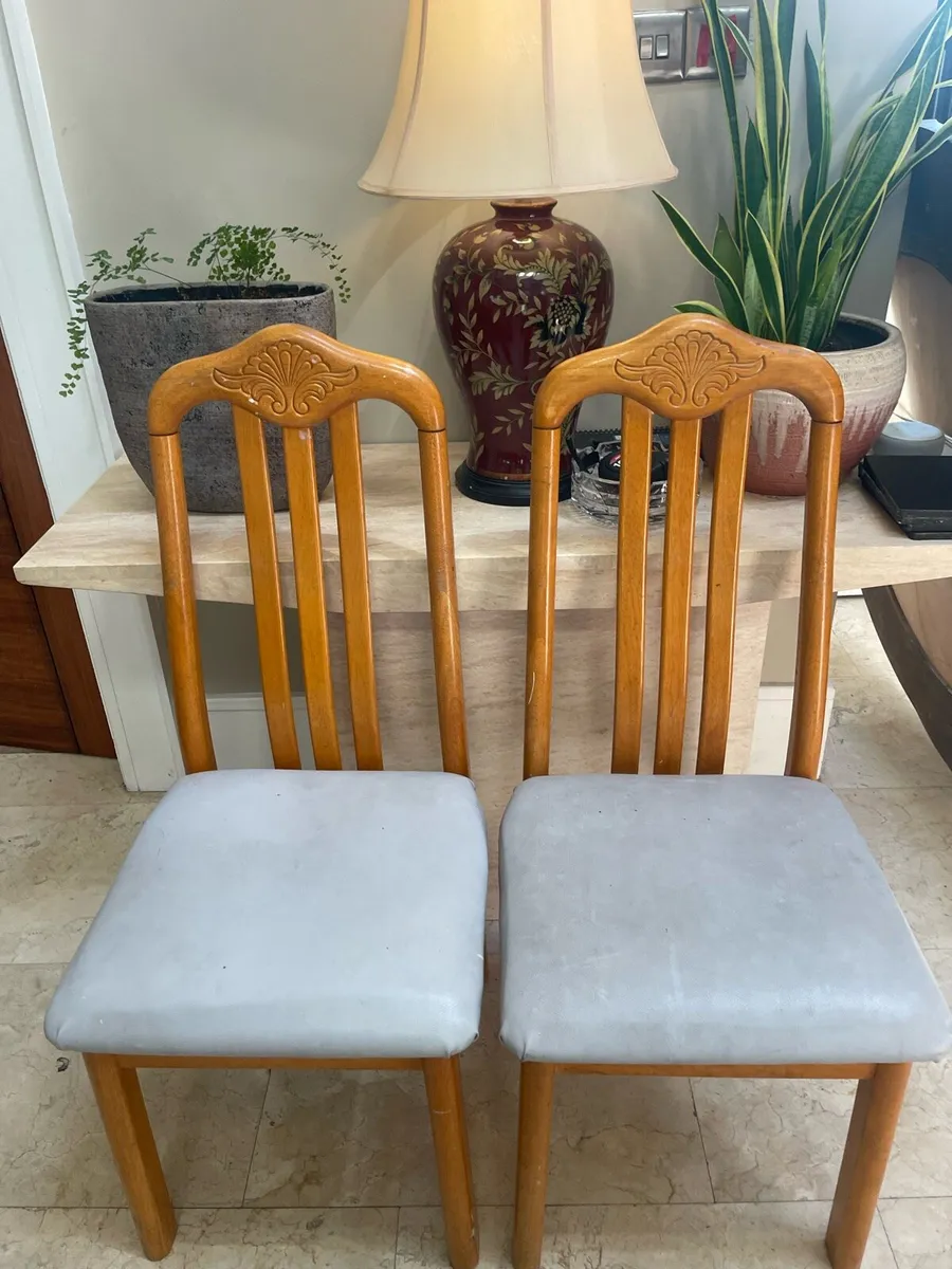2 x Solid Padded Wooden Kitchen Dining Chairs
