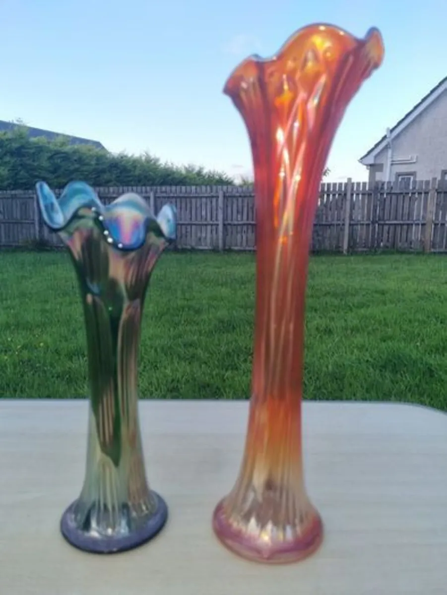 Antique Carnival Glass iridescent glass vases by F - Image 1