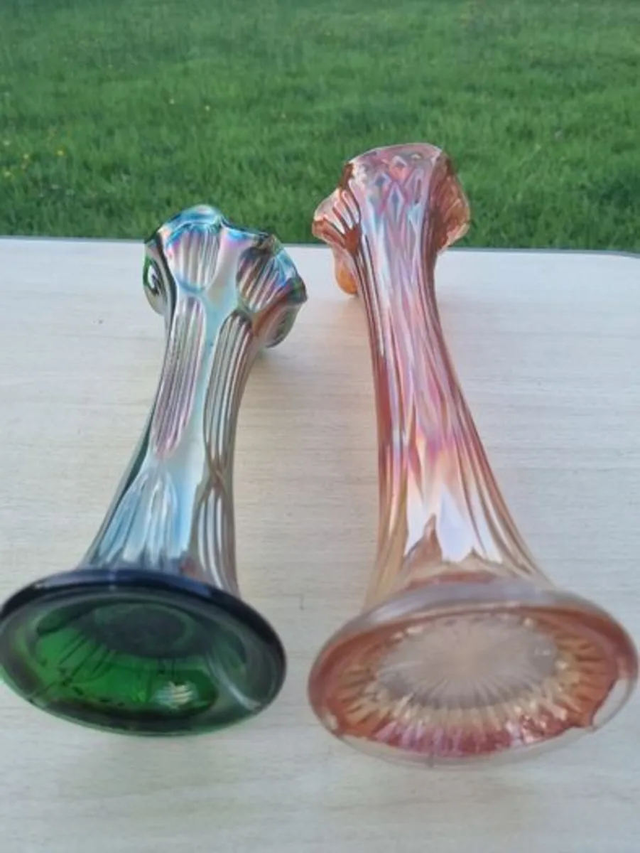 Antique Carnival Glass iridescent glass vases by F - Image 4
