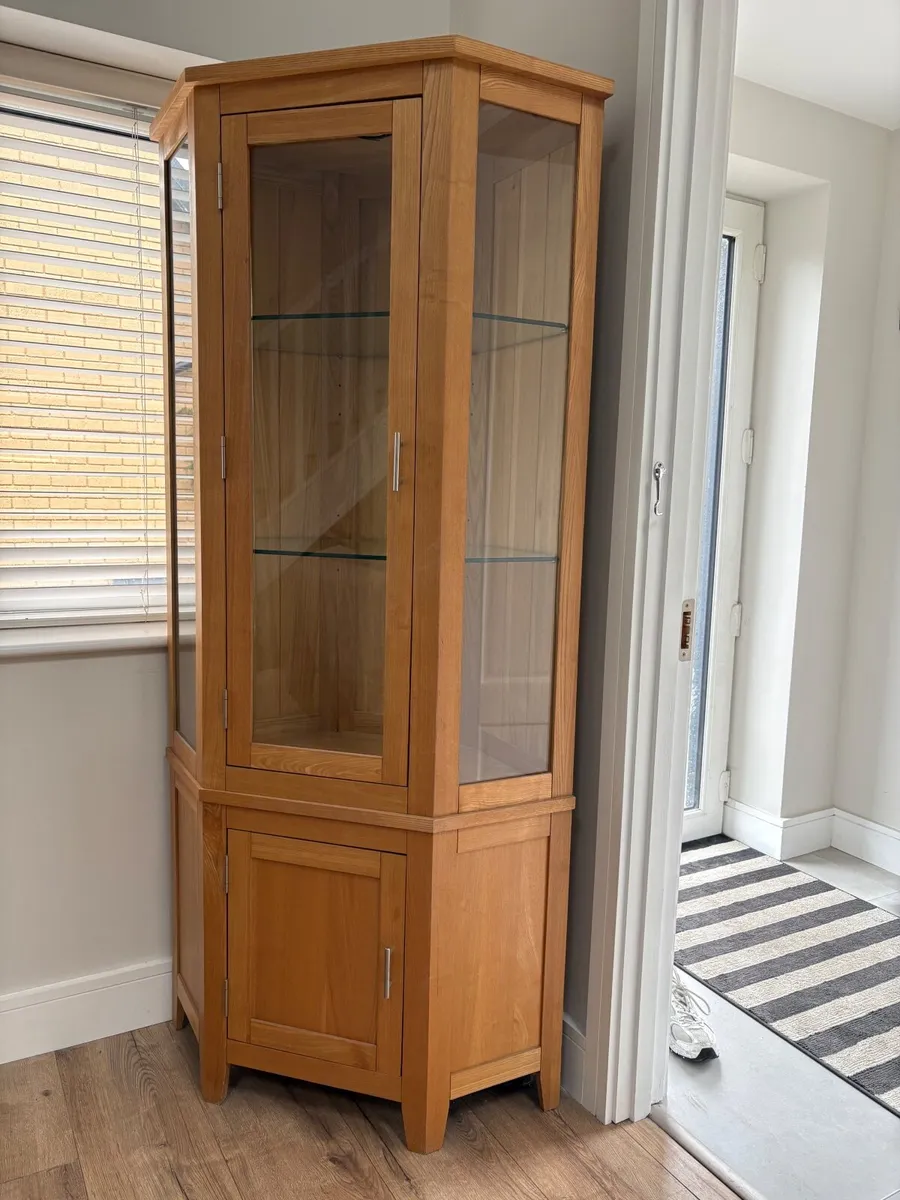 Solid Oak Corner Display Unit - Image 1