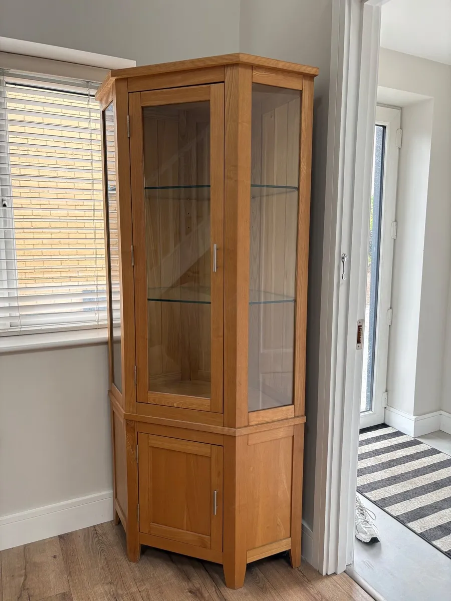 Solid Oak Corner Display Unit - Image 2