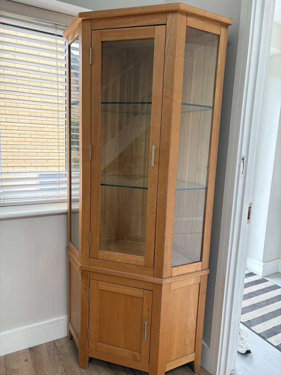 Solid Oak Corner Display Unit - Image 3