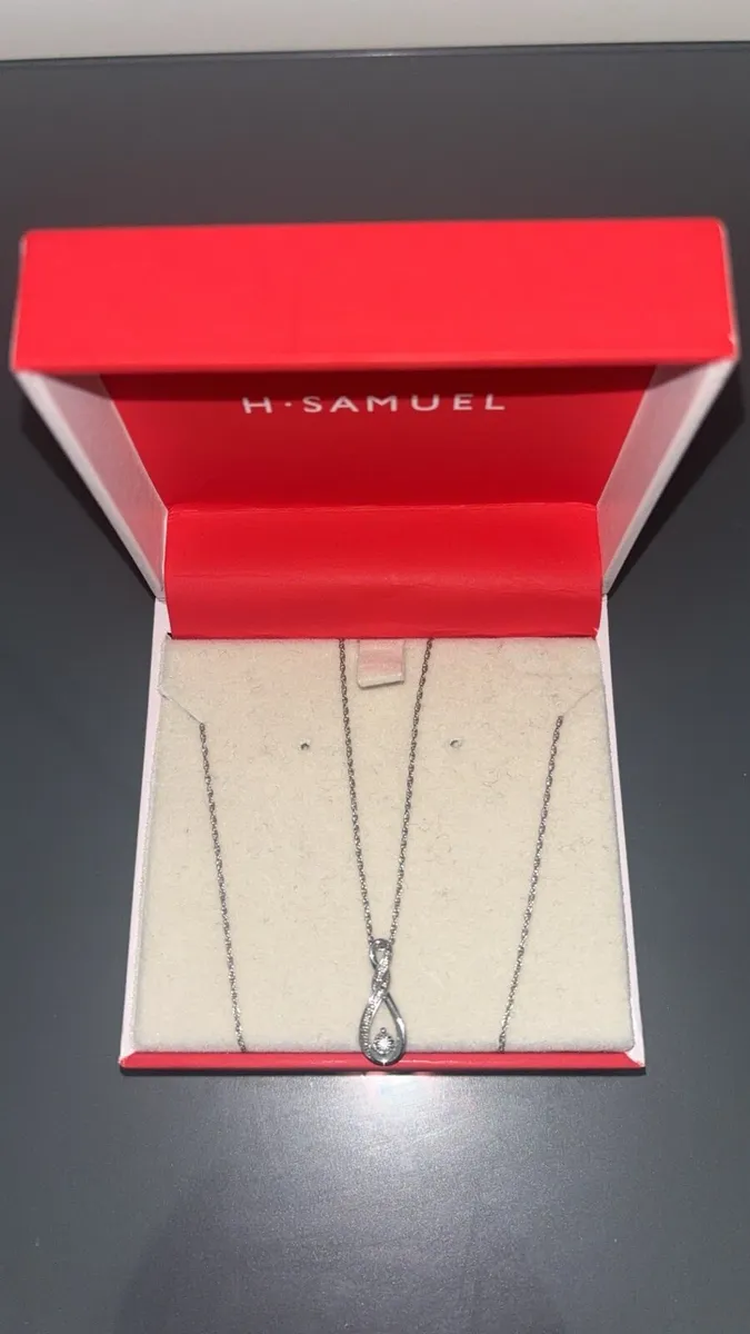 H.Samuel Sterling Silver Diamond Droplet Necklace - Image 1