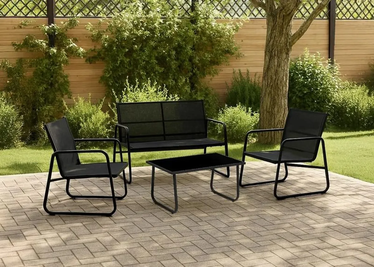 LAST UNITS Malibu Retreat Garden Sofa Set 4 Piece Outdoor Patio Furniture with Glass Table - Image 1