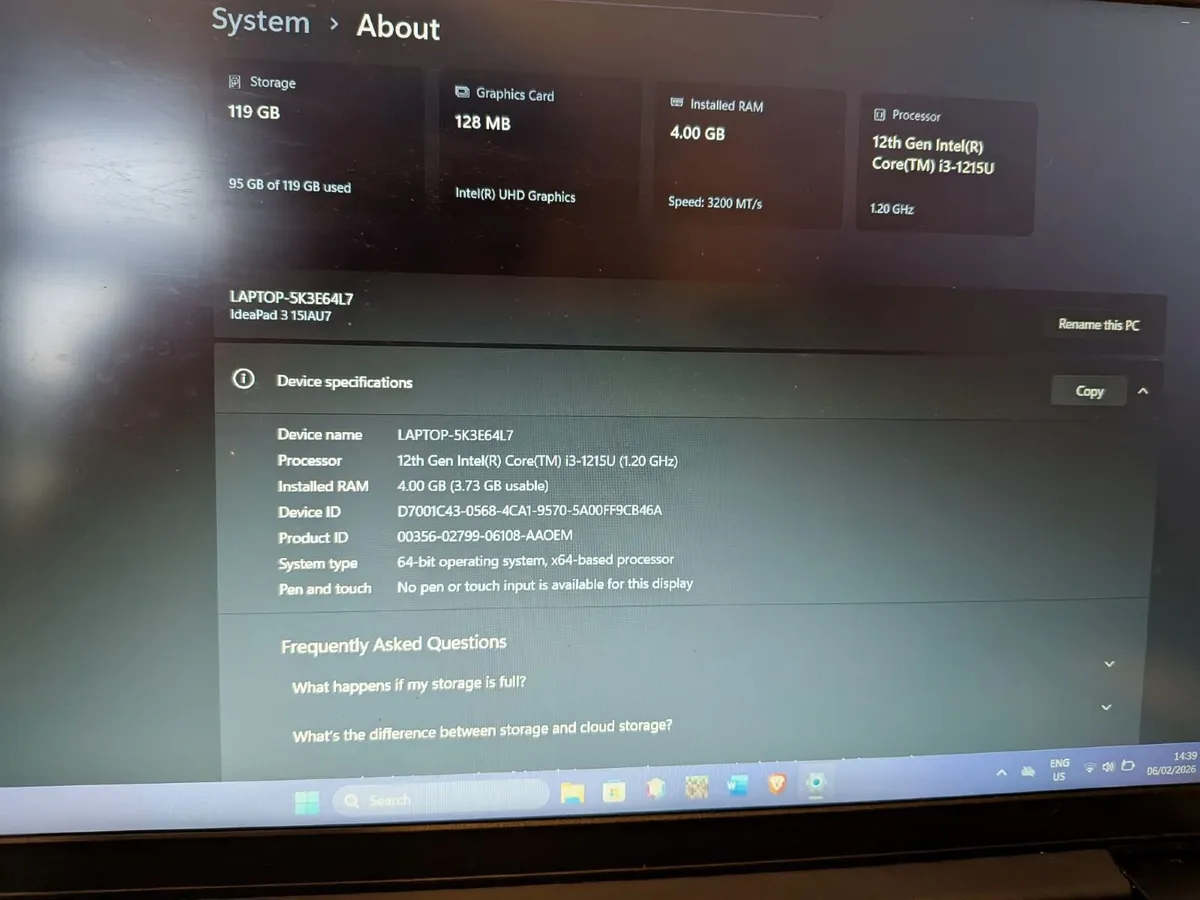 Laptop Lenovo IdeaPad 3 [ 128GB SSD ] - Image 2