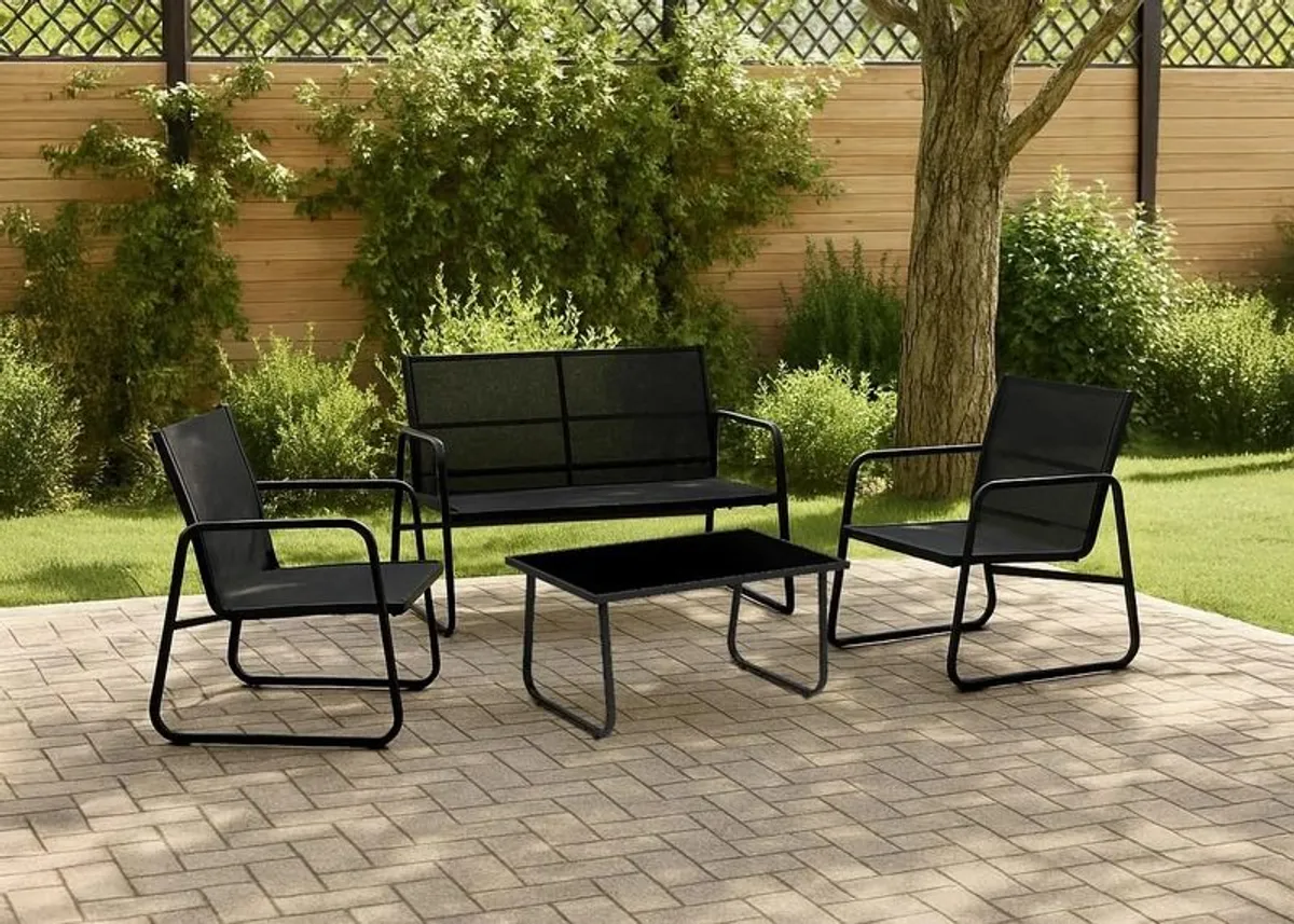 LAST UNITS Malibu Retreat Garden Sofa Set 4 Piece Outdoor Patio Furniture with Glass Table - Image 1
