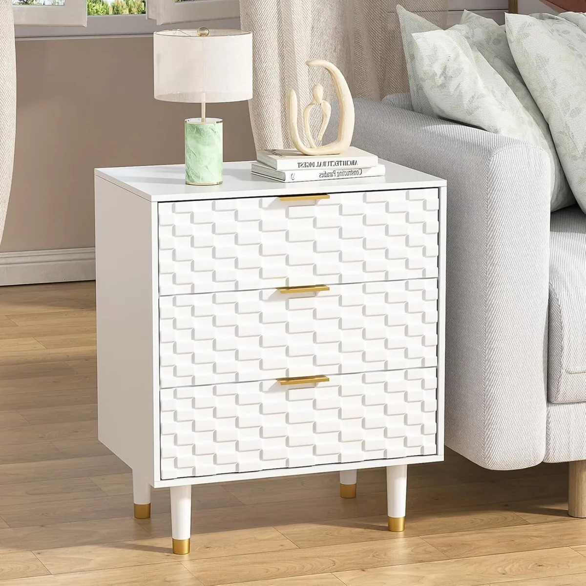 Bedside Table with 3 Drawers Morden Night Stand - Image 1