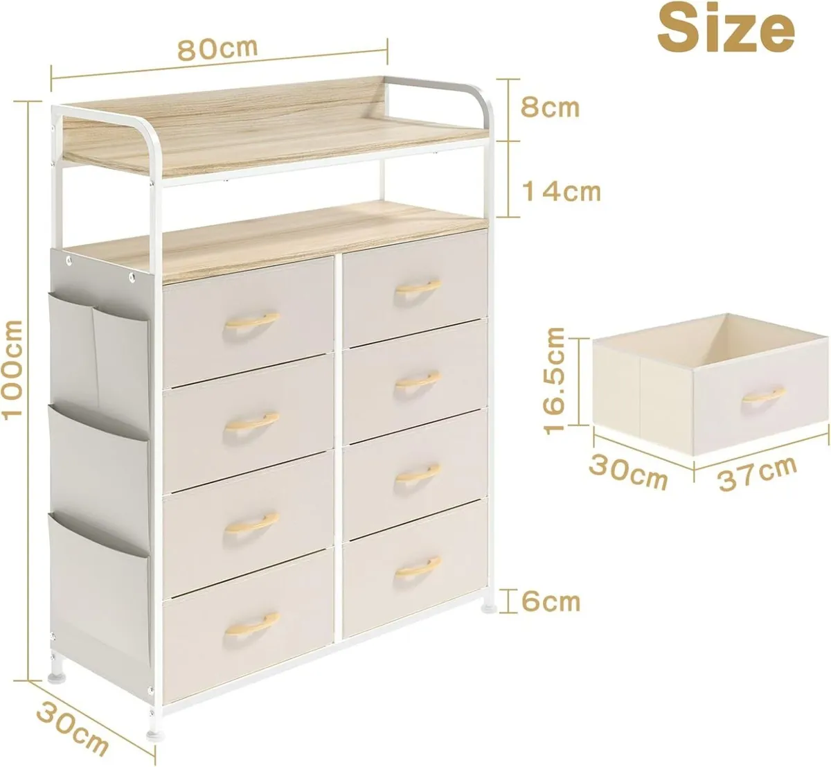 Chest of Drawer Bedroom Dresser with 8 Fabric - Image 2
