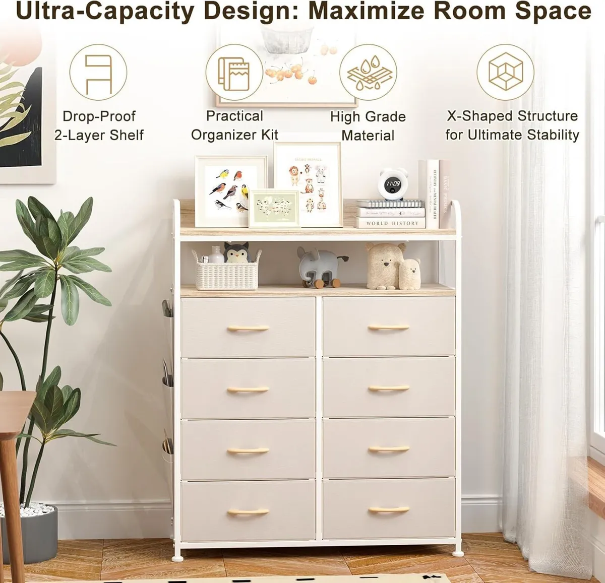 Chest of Drawer Bedroom Dresser with 8 Fabric - Image 3