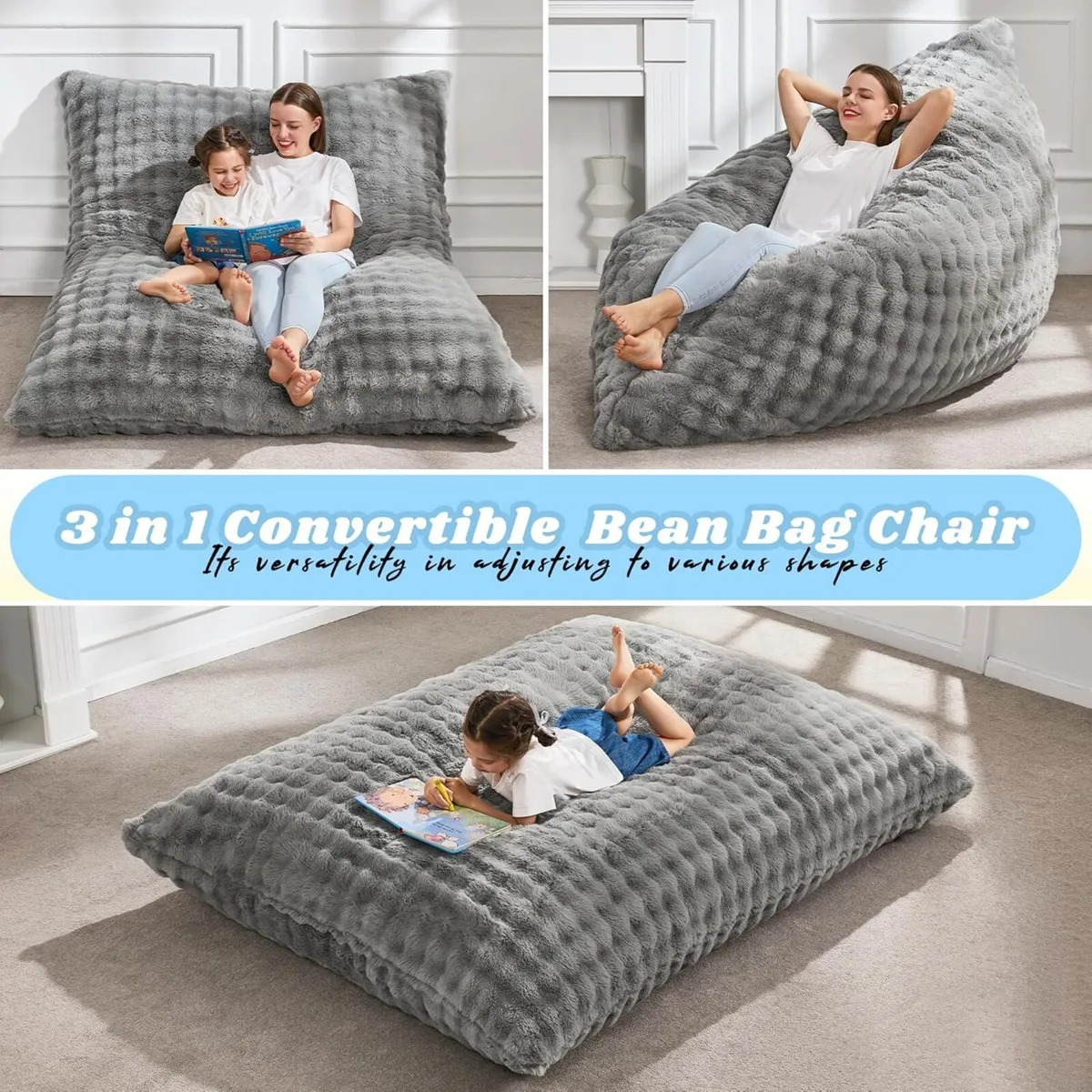 Adult Bean Bag Chair 3 in 1 Convertible - Image 4
