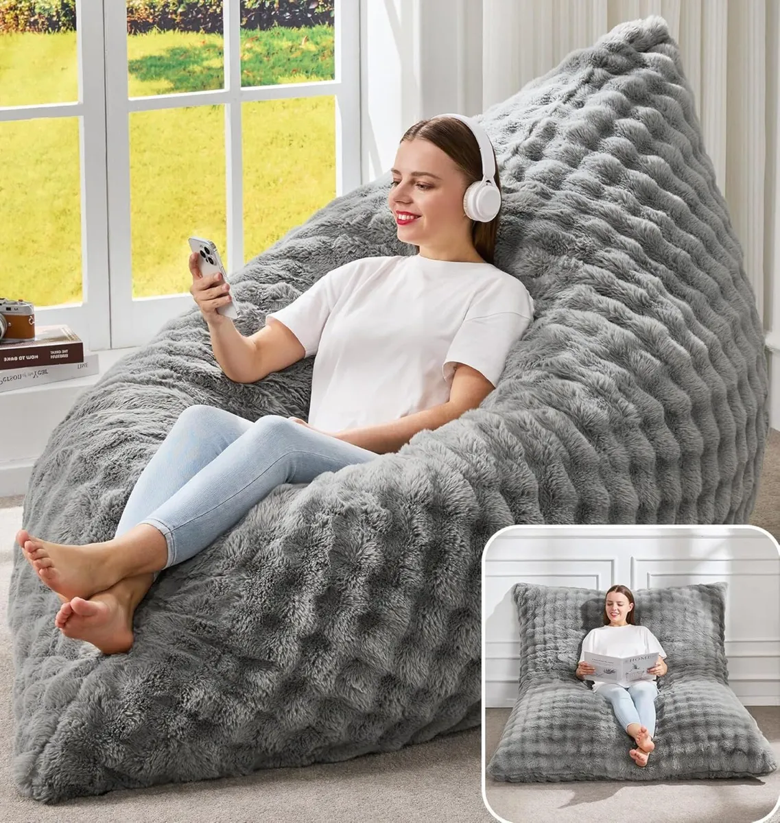 Adult Bean Bag Chair 3 in 1 Convertible - Image 1