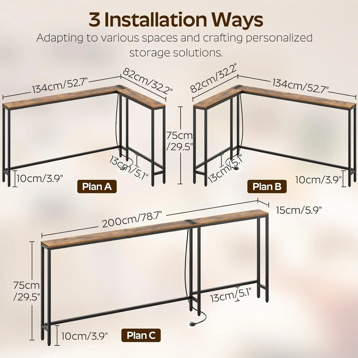 Slim Console Table Narrow Sofa - Image 3