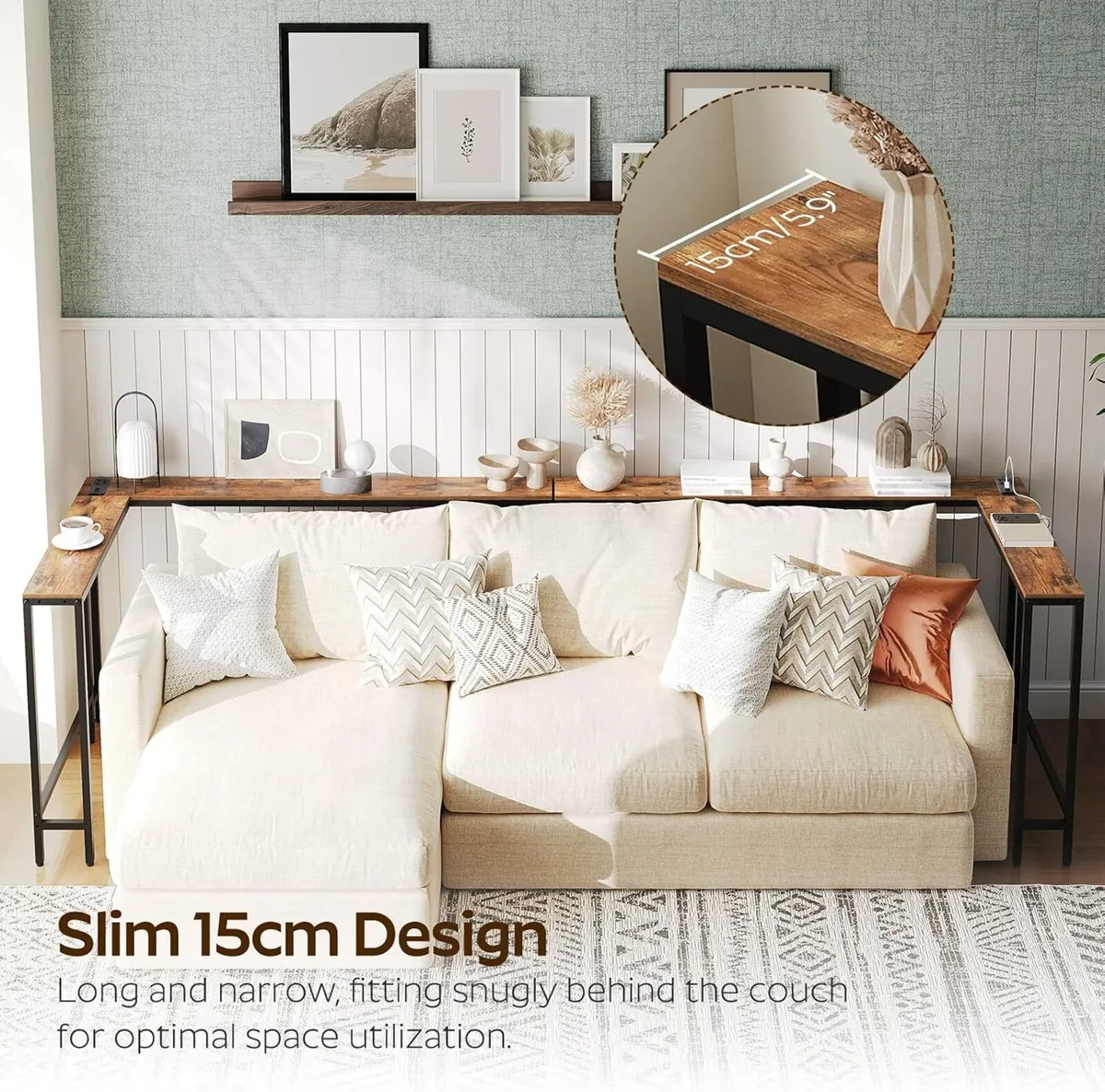 Slim Console Table Narrow Sofa - Image 4
