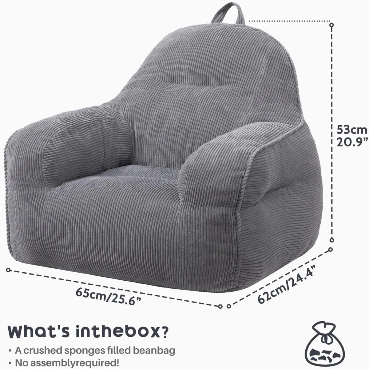 Kids Bean Bag Comfy Toddler Chair with Filling - Image 3