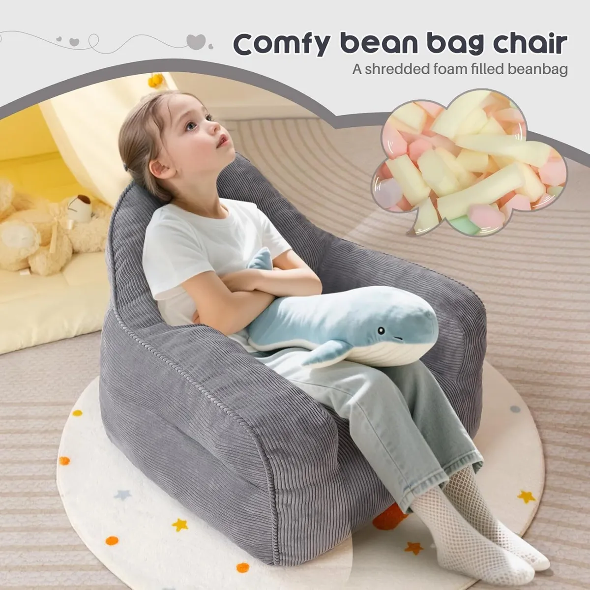 Kids Bean Bag Comfy Toddler Chair with Filling - Image 4