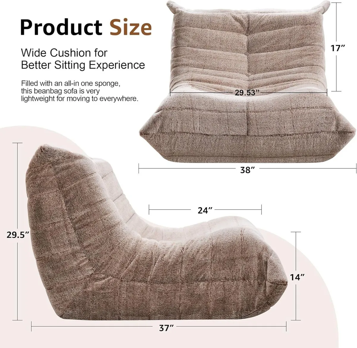 Bean Bag Chairs for Adults Giant Chair Memory - Image 2