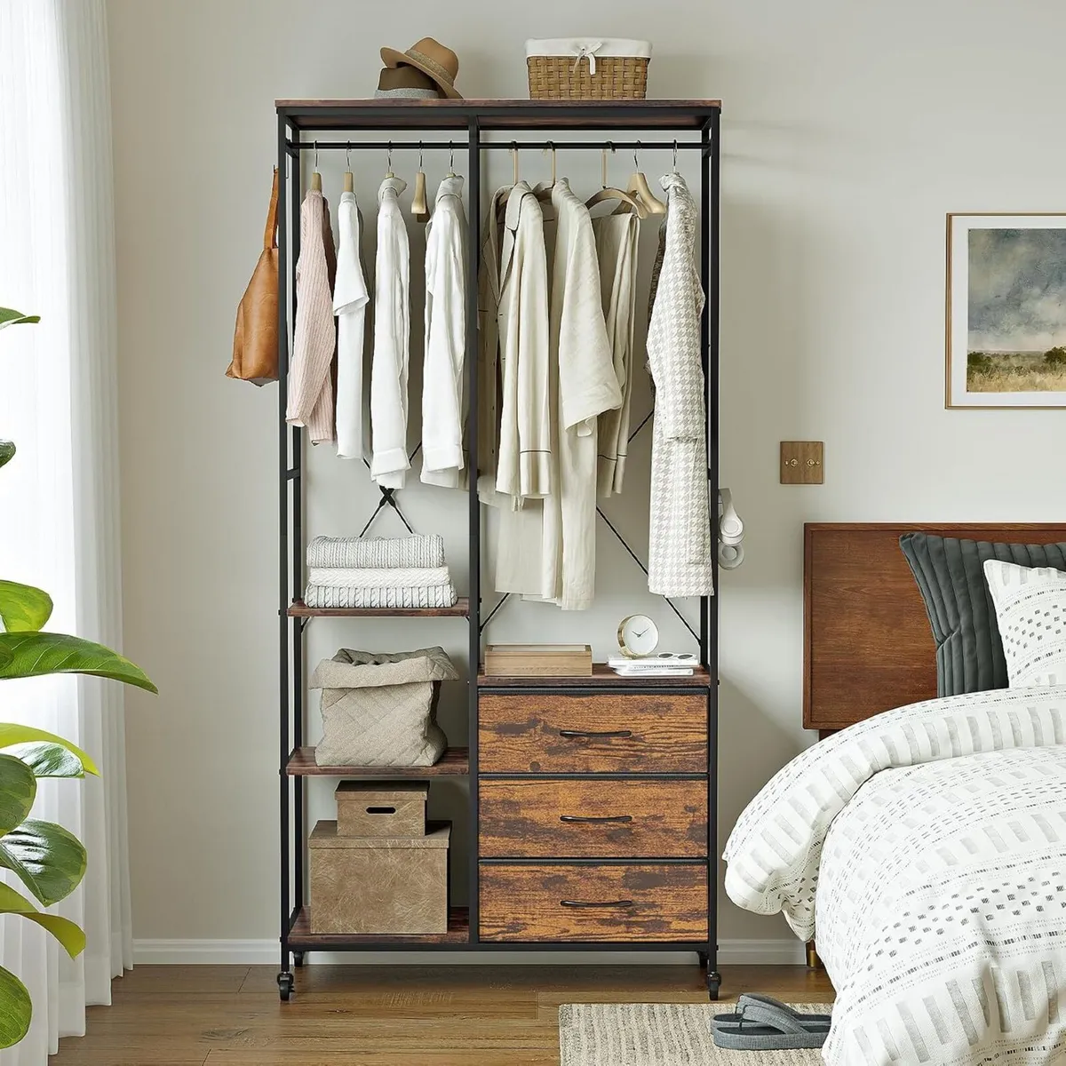 Heavy Duty Clothing Rail Wardrobe with 3 Drawers - Image 2