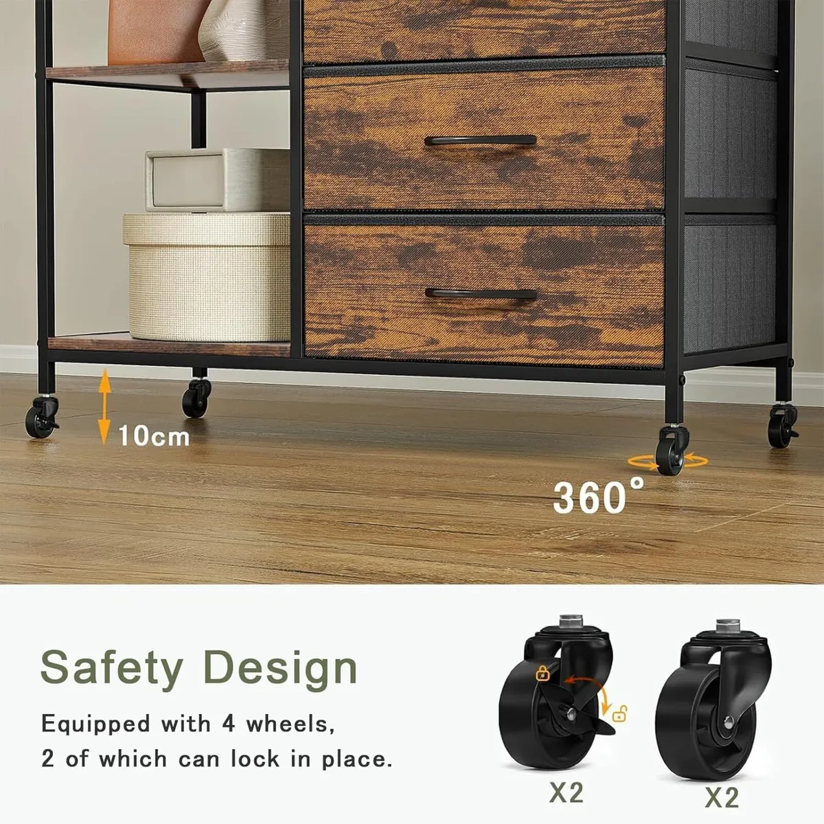 Heavy Duty Clothing Rail Wardrobe with 3 Drawers - Image 4