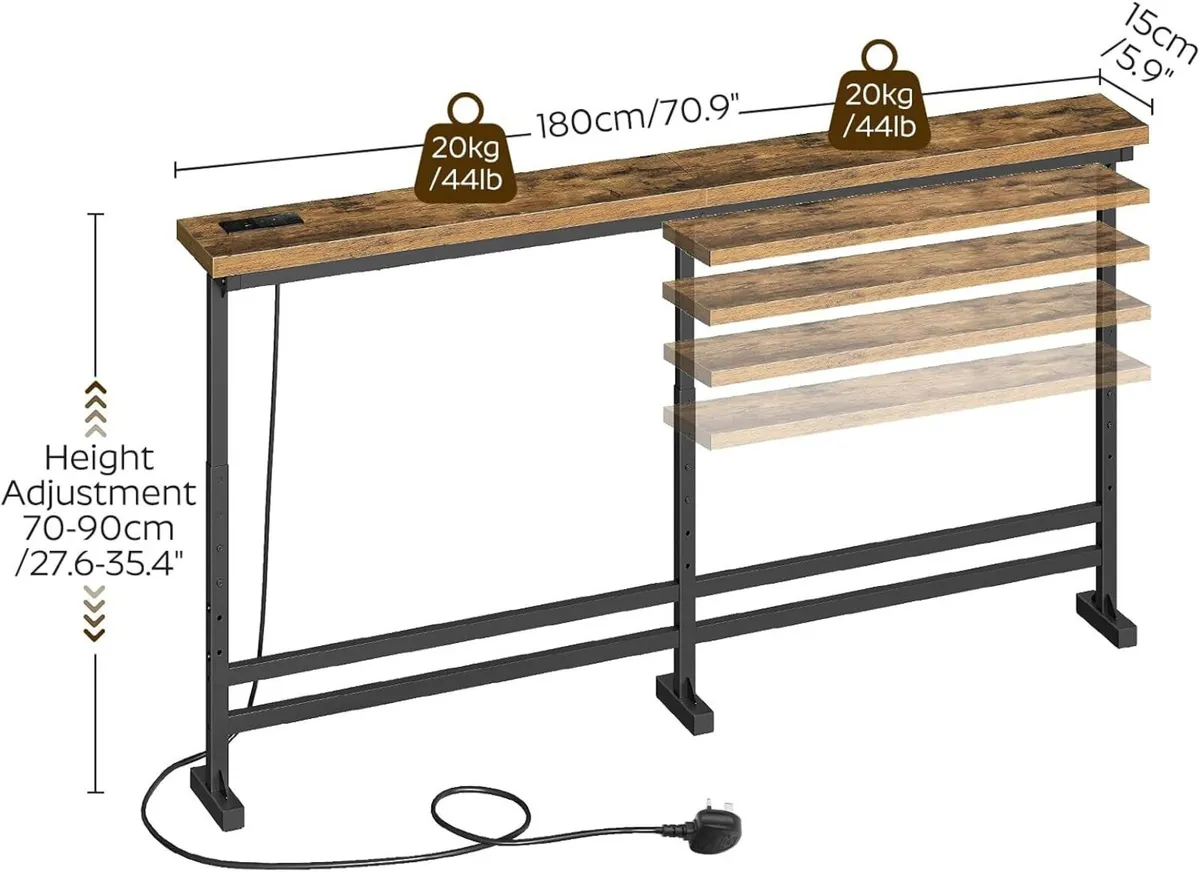 Slim Console Table Height-Adjustable Behind Sofa - Image 3