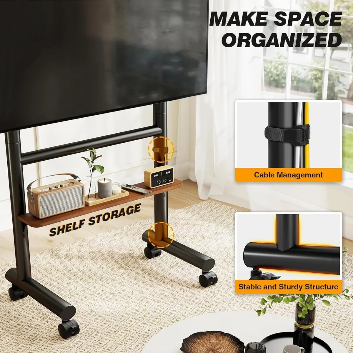 Mobile TV Stand with Wheels for 40 - Image 2