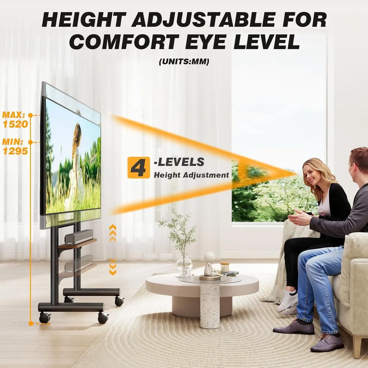Mobile TV Stand with Wheels for 40 - Image 4