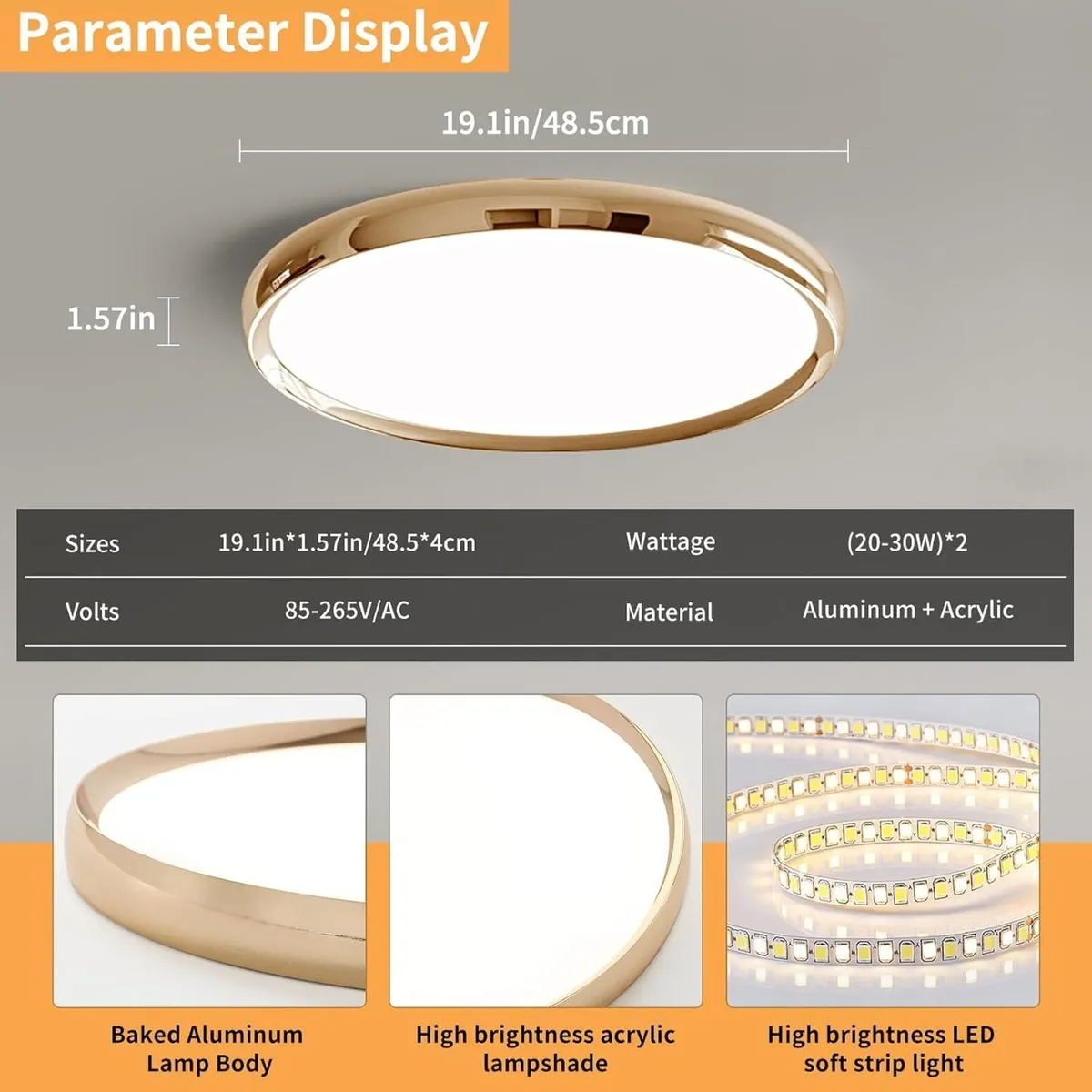 LED Ceiling Light 3000K 4500K 6500K Dimmable - Image 2