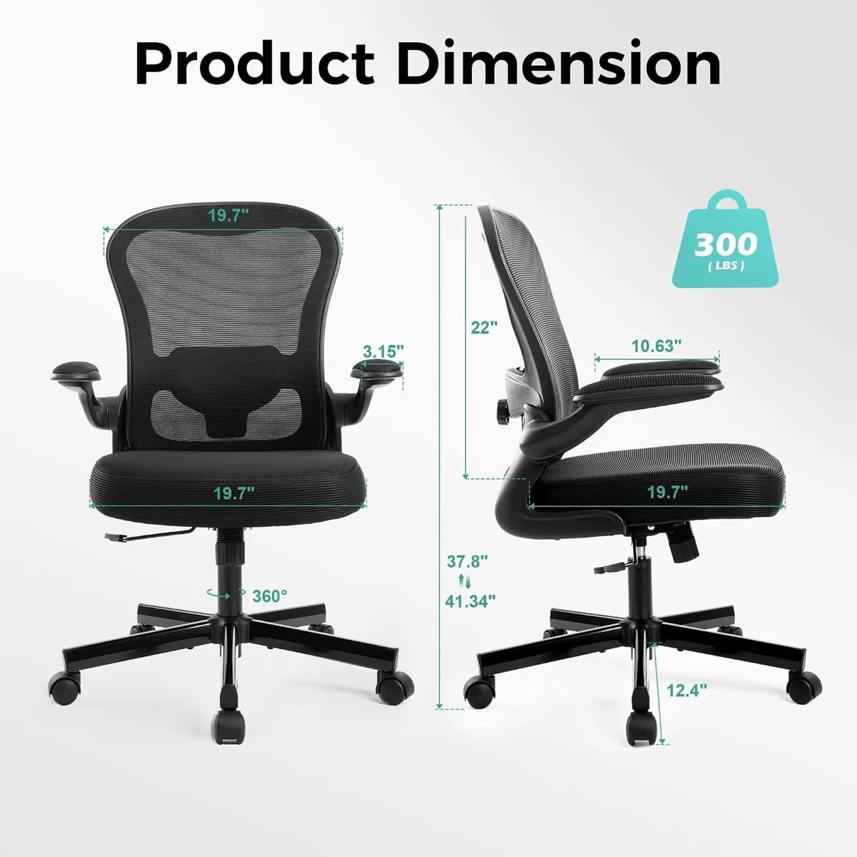 Office Chair Ergonomic Desk with Flip-Up Armrest - Image 3