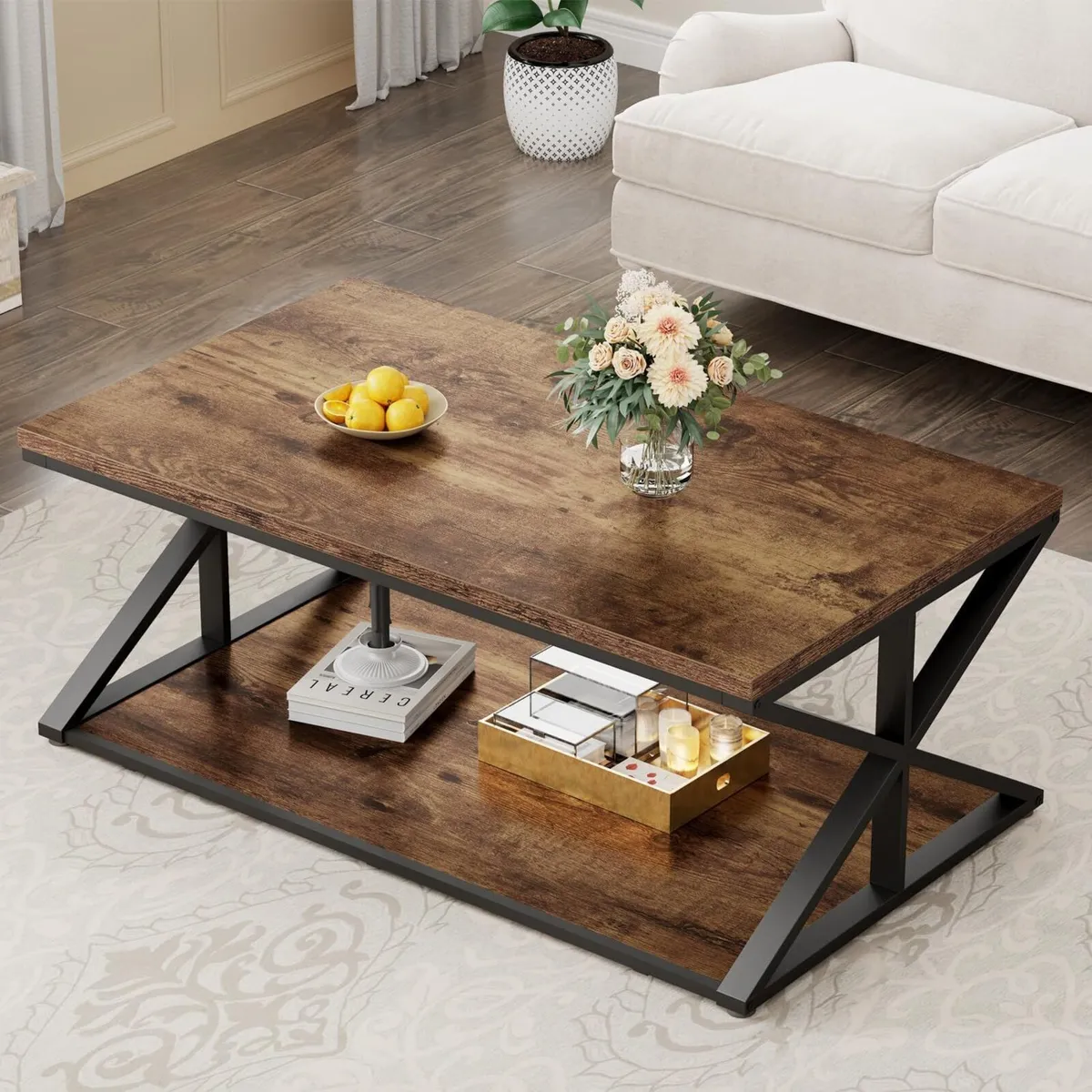 Rustic Coffee Table Farmhouse Tables for Living - Image 1