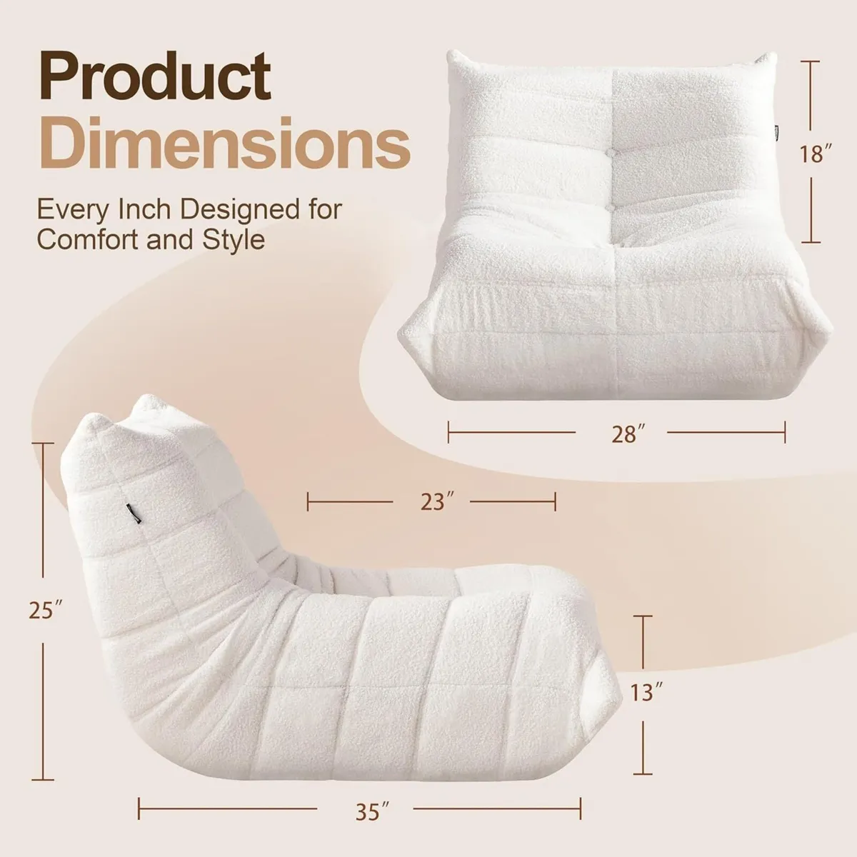 Oversized Teddy Bean Bag Chair Memory Foam - Image 2