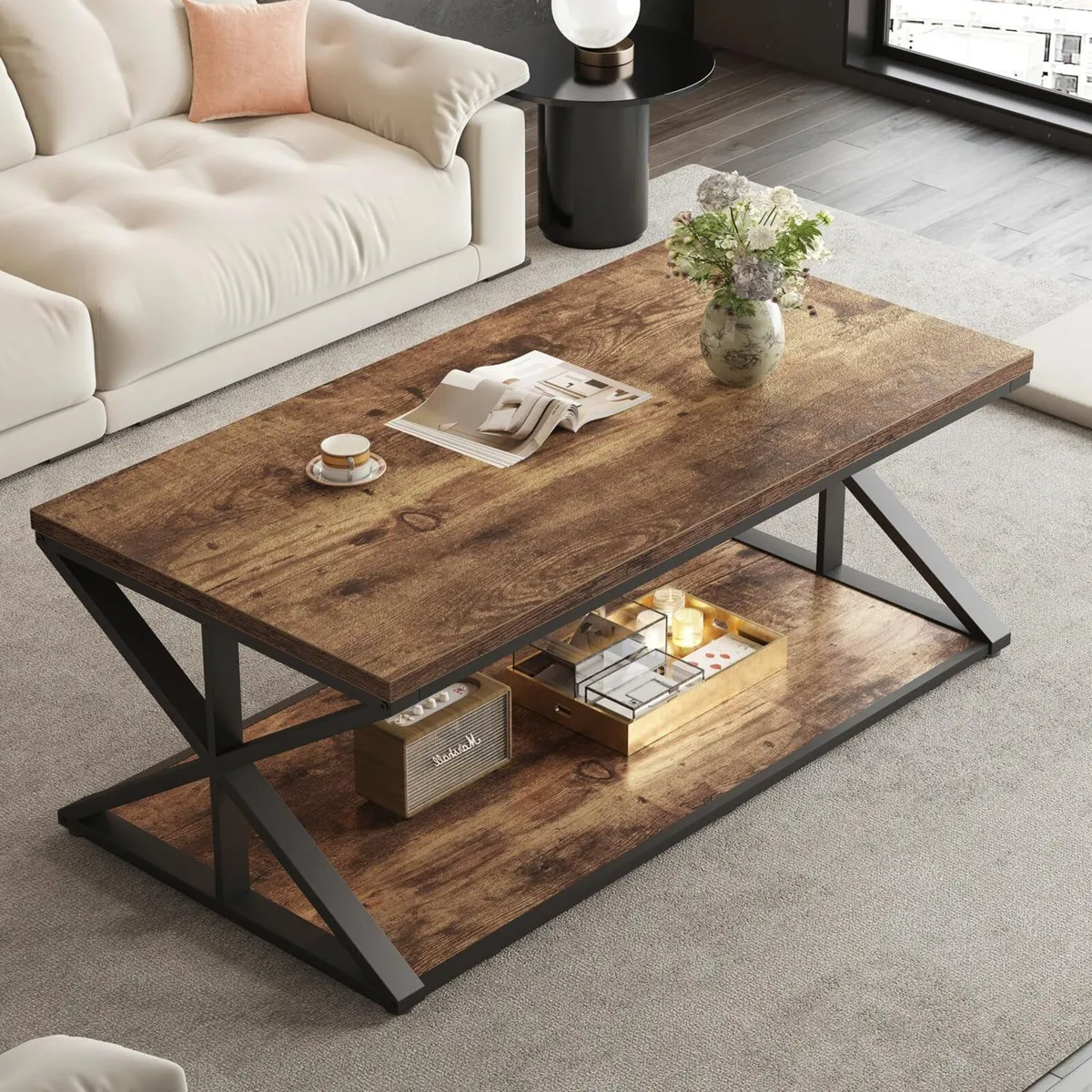 Rustic Coffee Table Farmhouse Tables for Living - Image 4