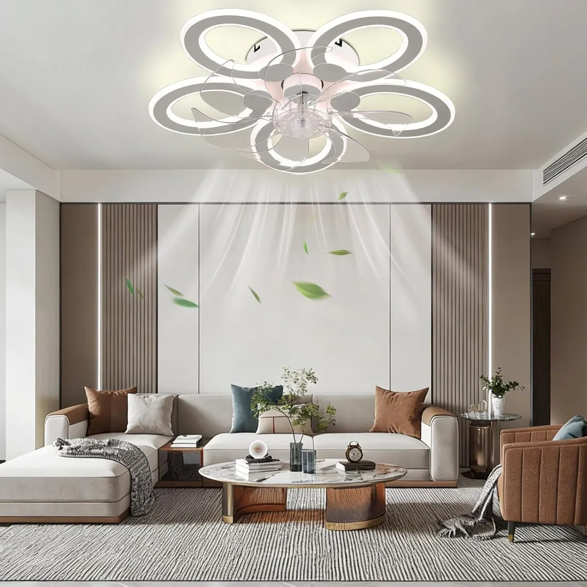 51CM Flush Mount Bladeless Ceiling Fan with Light - Image 2