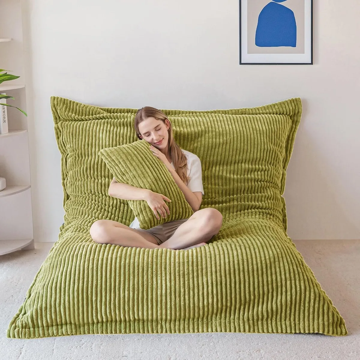 Giant Bean Bag with Pillow Soft Corduroy - Image 1