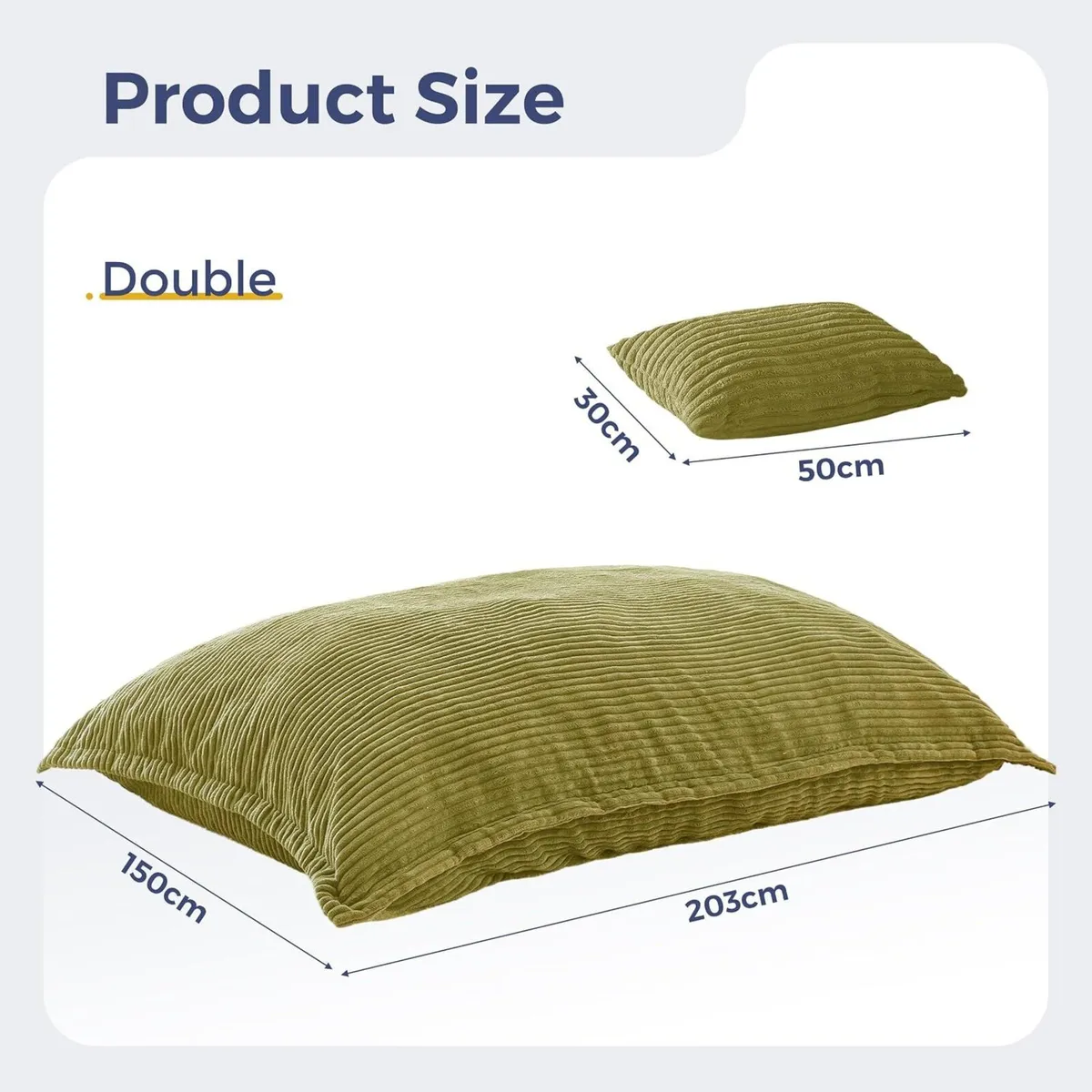 Giant Bean Bag with Pillow Soft Corduroy - Image 2