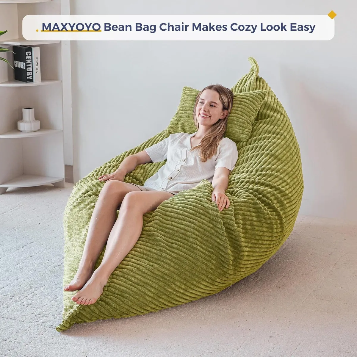 Giant Bean Bag with Pillow Soft Corduroy - Image 3