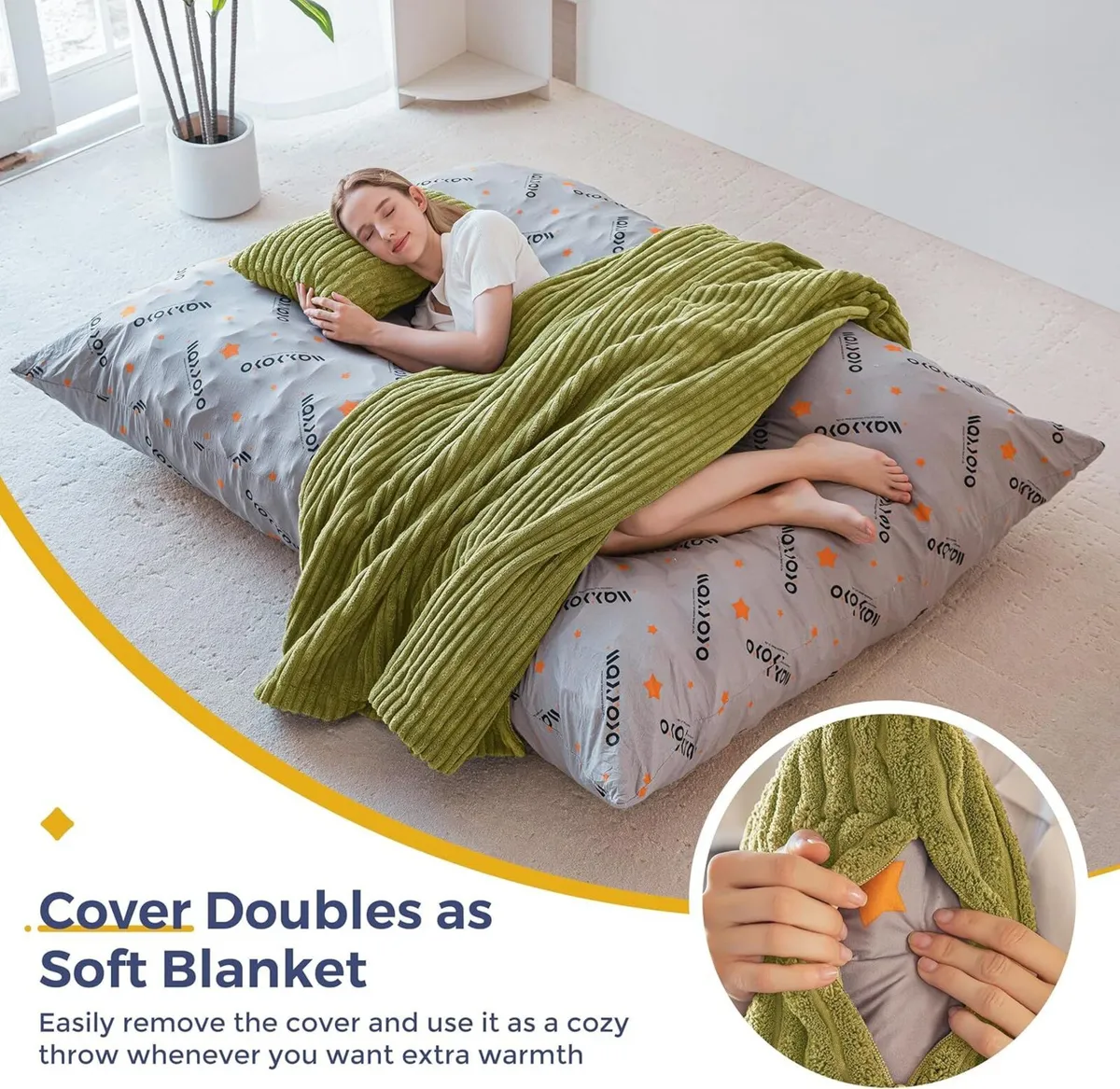 Giant Bean Bag with Pillow Soft Corduroy - Image 4
