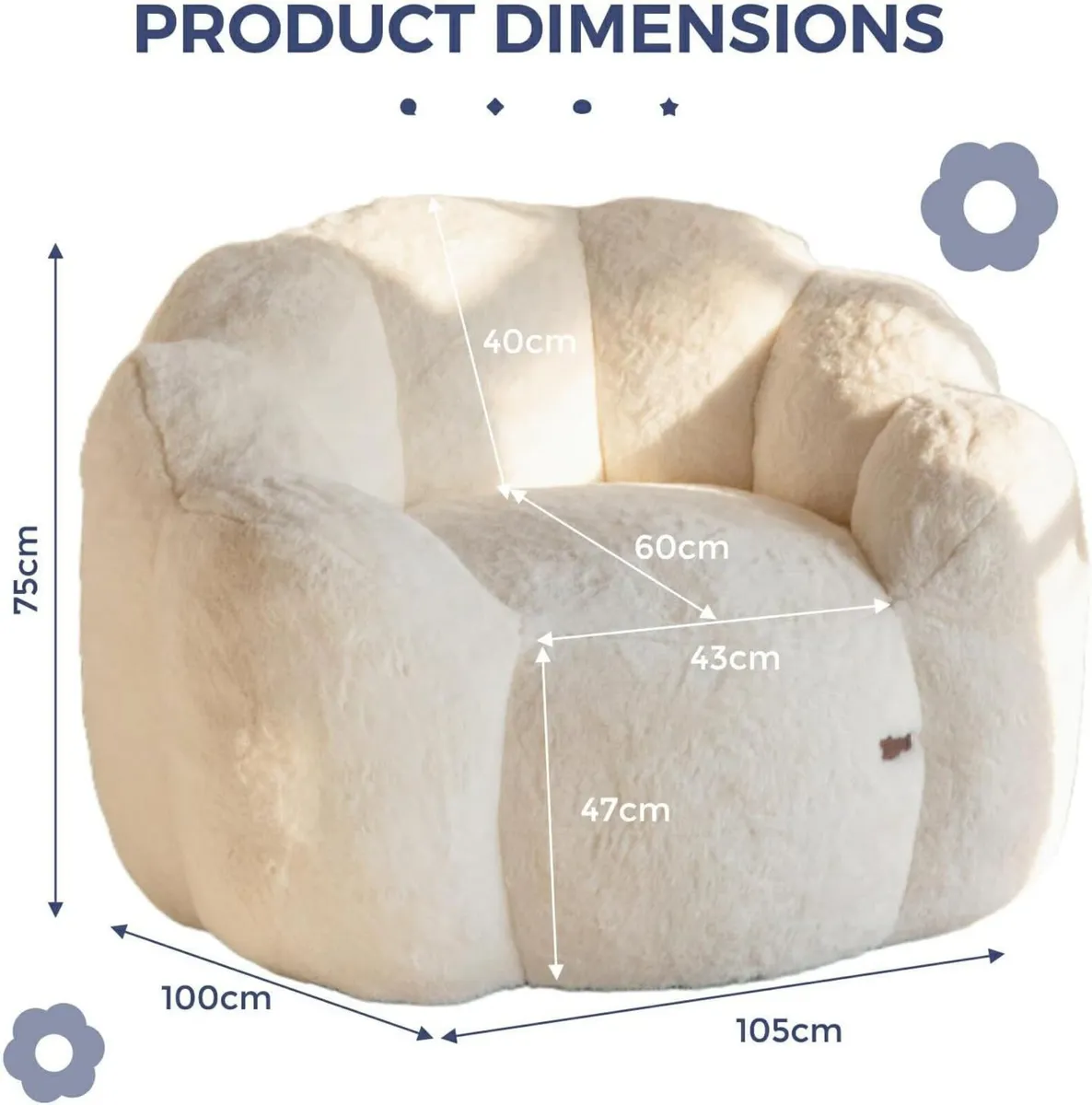 Floral Shaped Bean Bag Sofa Includes Filling Faux - Image 2
