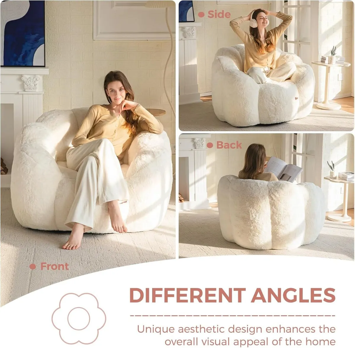 Floral Shaped Bean Bag Sofa Includes Filling Faux - Image 3