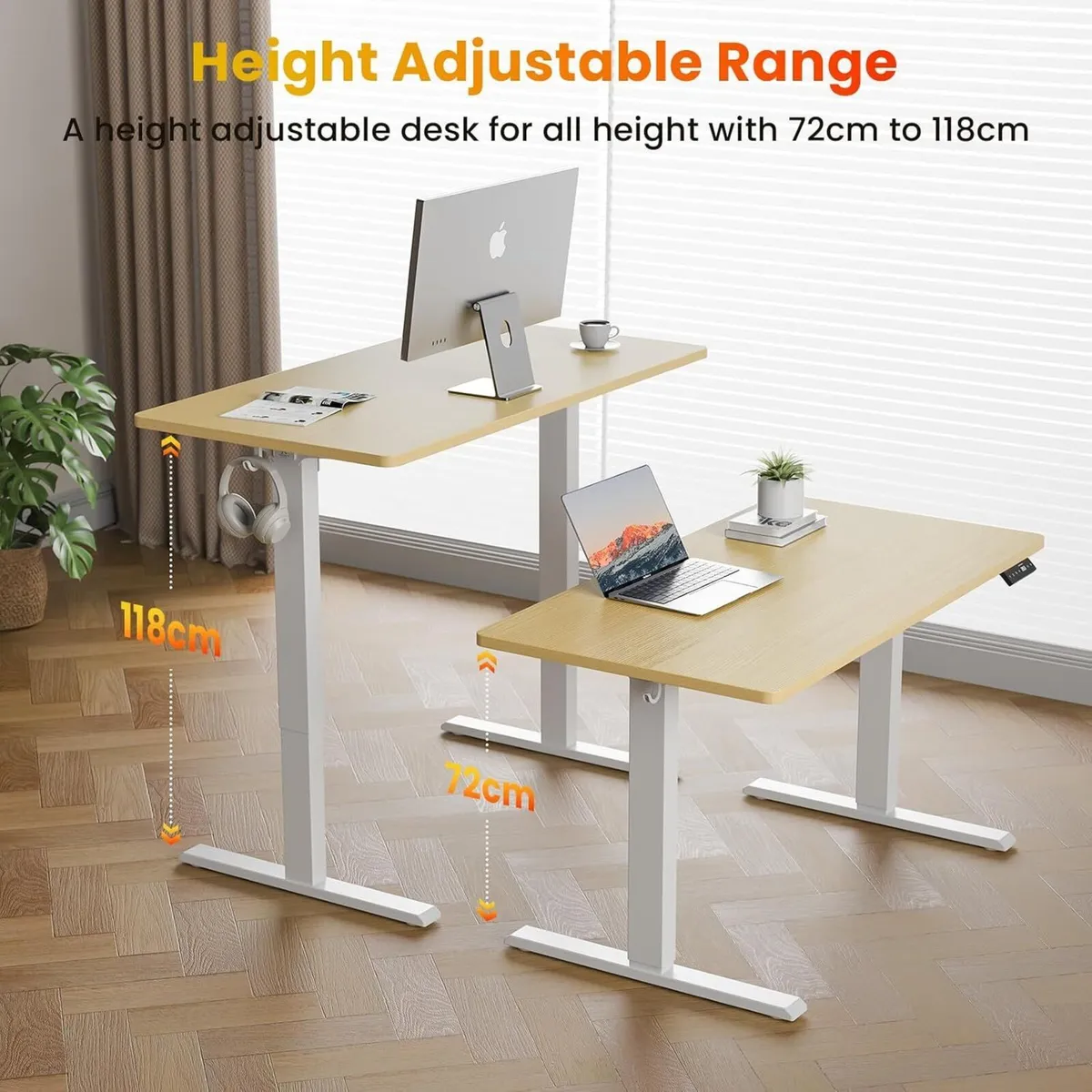 Electric Standing Desk 120 X 60CM Oak - Image 4